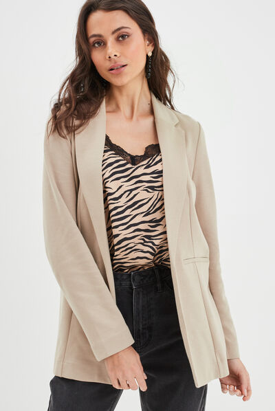 Veste blazer droite taupe femme