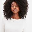 T-shirt col rond manches longues blanc femme