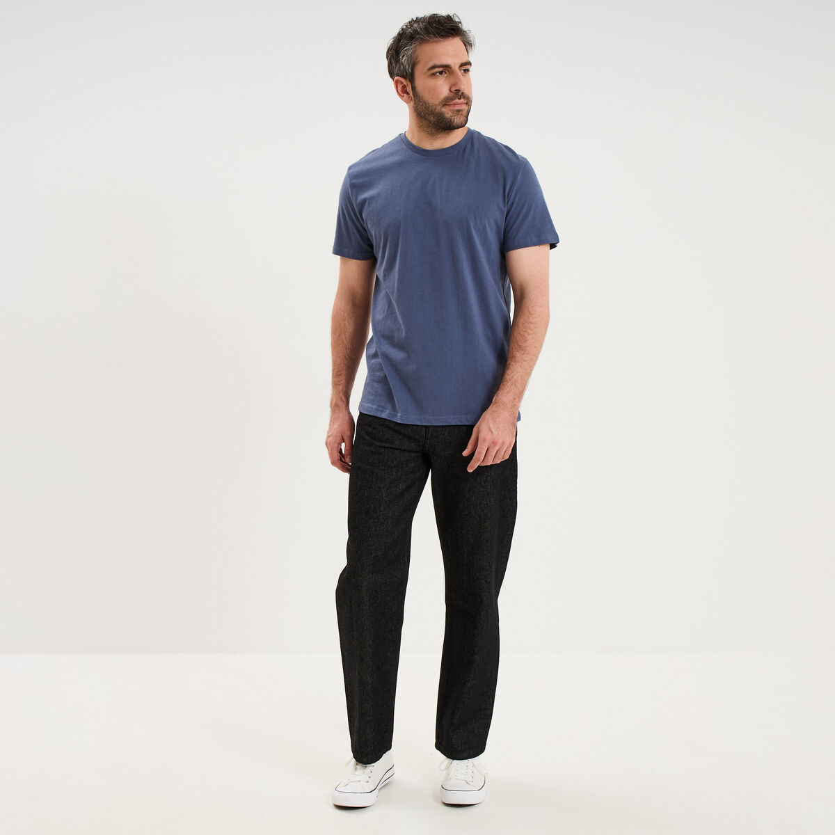 T-shirt droit en coton manches courtes bleu lavande homme