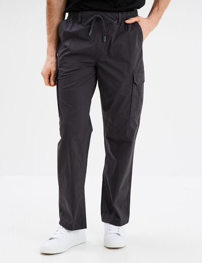 Pantalon cargo slim coton gris foncé homme