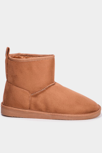 Bottines fourr&eacute;es effet su&eacute;dine marron femme