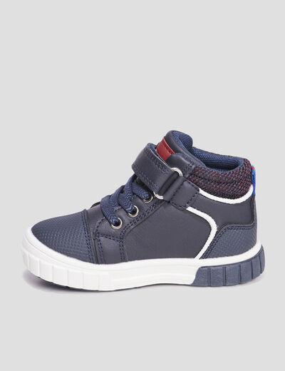 Baskets montantes à scratchs Creeks Kiki bleu marine bébé garçon