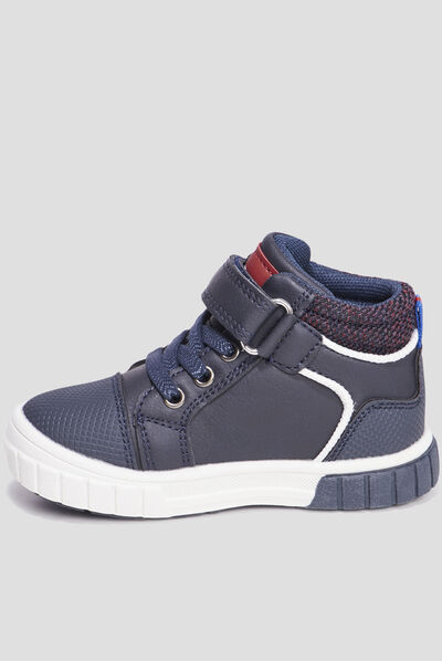 Baskets montantes à scratchs Creeks Kiki bleu marine bébé garçon