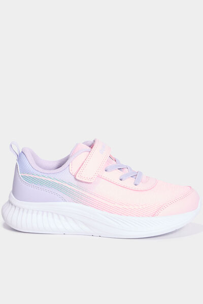 Baskets running &agrave; scratchs rose fille