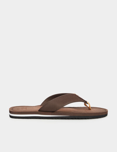 Tongs effet cuir marron homme