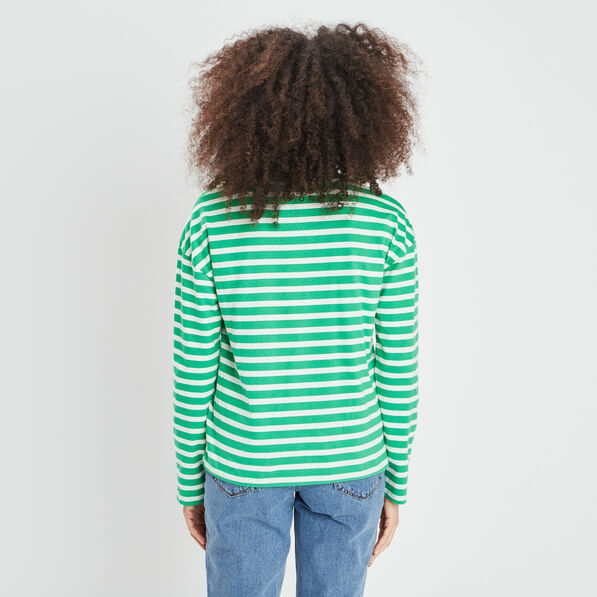 t shirt mariniere manches longues creeks vert femme T-shirt marinière manches longues Creeks vert femme