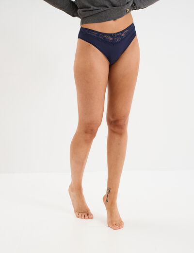 Culotte en coton bleu marine femme