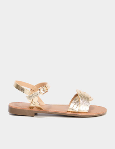 Sandales plates jaune or fille