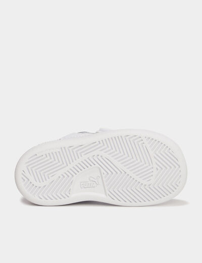 Tennis basses à scratchs en cuir Puma blanc bébé garçon