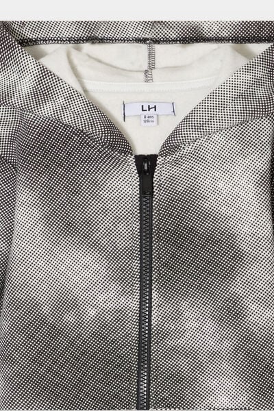 Sweat zipp&eacute; &agrave; capuche imprim&eacute; molleton noir gar&ccedil;on
