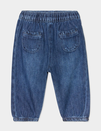Jeans bas élastiqué coton bleu foncé bébé fille