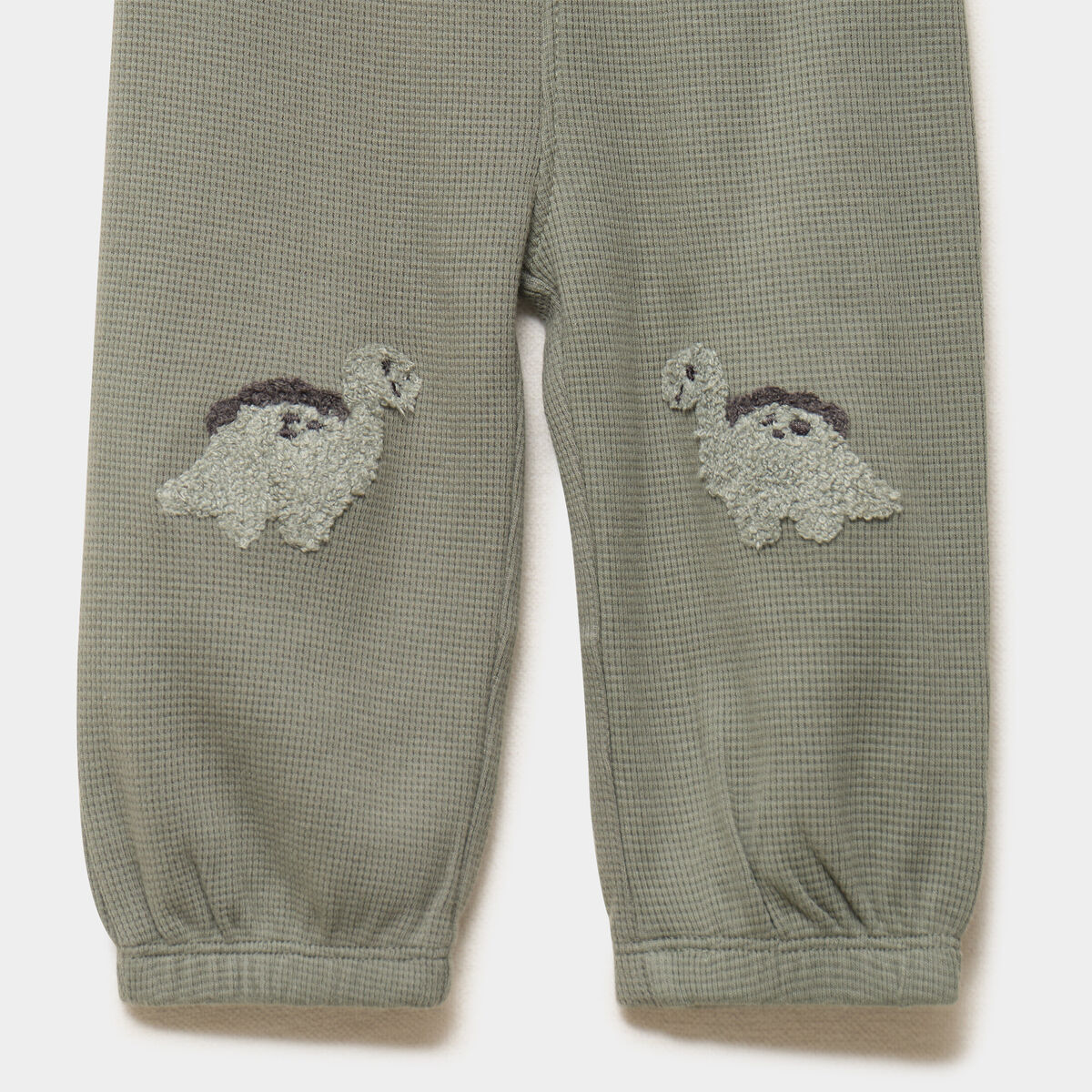 Pantalon de jogging patchs genoux coton vert kaki b&eacute;b&eacute; gar&ccedil;on
