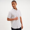 Chemise droite manches courtes coton ecru homme