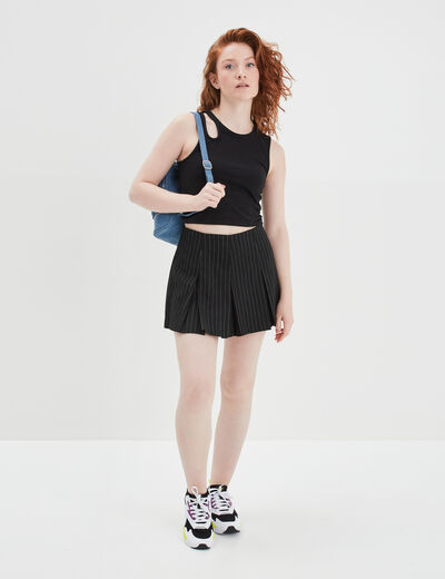 Débardeur cropped ajusté avec ouverture noir femme