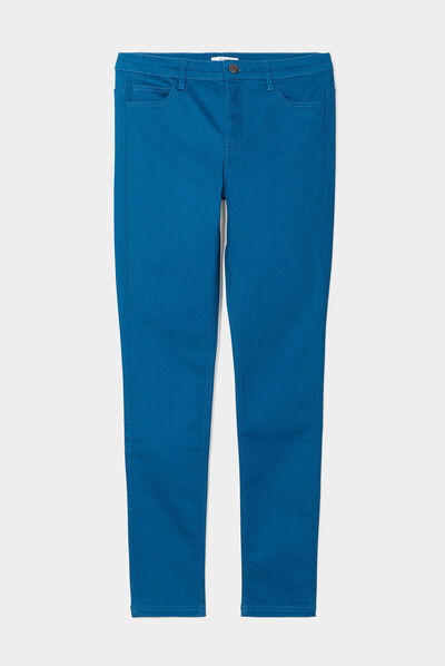 Pantalon slim taille normale bleu canard femme