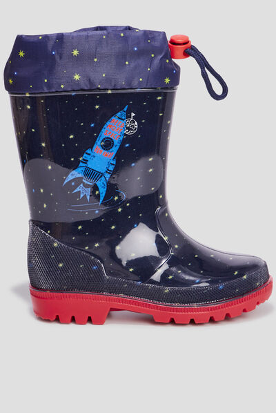 Bottes de pluie haut à coulisse bleu marine garçon