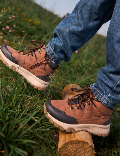 Boots zippées à lacets Trappeur camel garçon