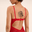 Body padd&eacute; dentelle avec la&ccedil;age rouge femme