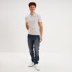 Polo slim manches courtes stretch gris clair homme