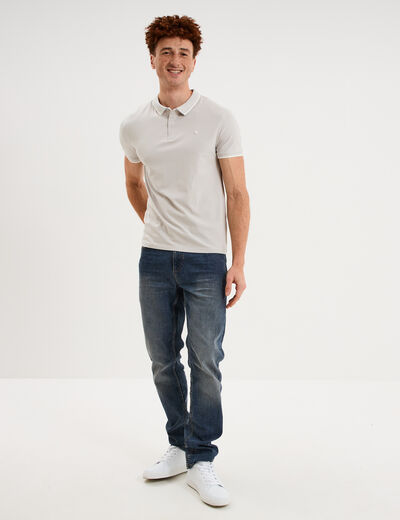 Polo slim manches courtes stretch gris clair homme