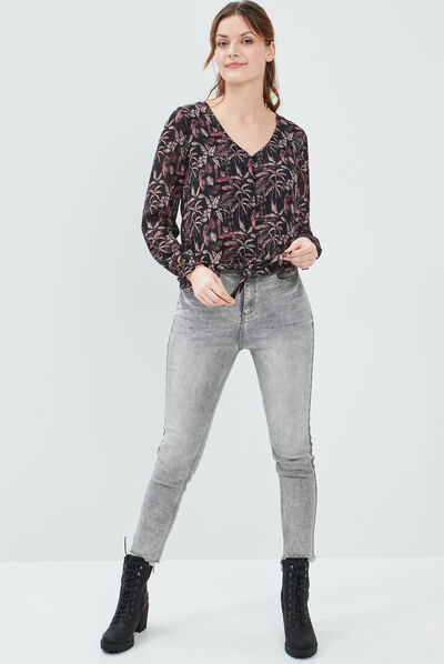 Jeans skinny Liberto denim gris femme