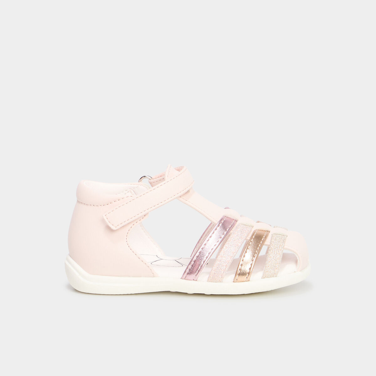 Sandales &agrave; scratchs semelle souple rose b&eacute;b&eacute; fille