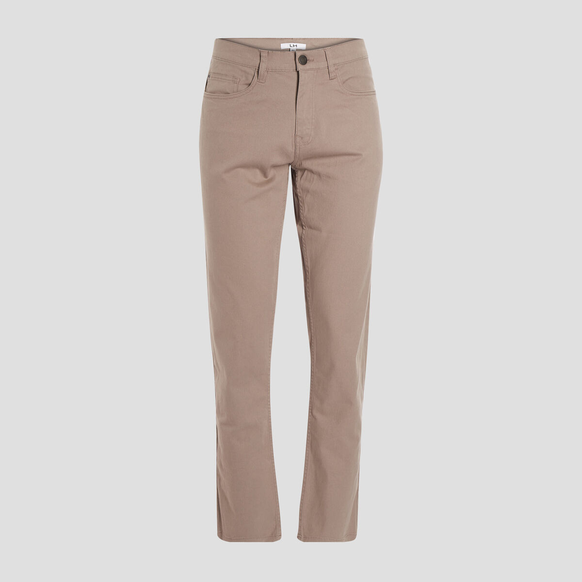 Pantalon droit en coton stretch taupe homme