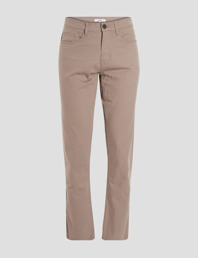 Pantalon droit en coton stretch taupe homme