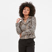 Veste courte esprit biker effet suédine sable femme