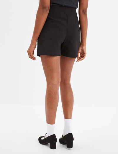 Jupe-short courte droite zippée noir femme