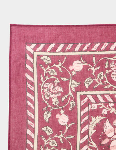 Foulard carr&eacute; coton bordeaux femme