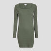 Robe droite à encolure carrée vert kaki femme