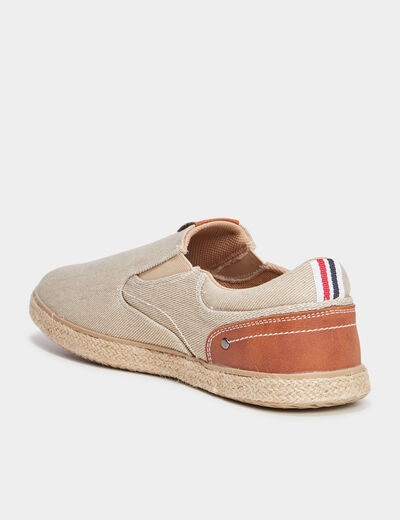 Slip-on confort toile effet espadrille sable homme
