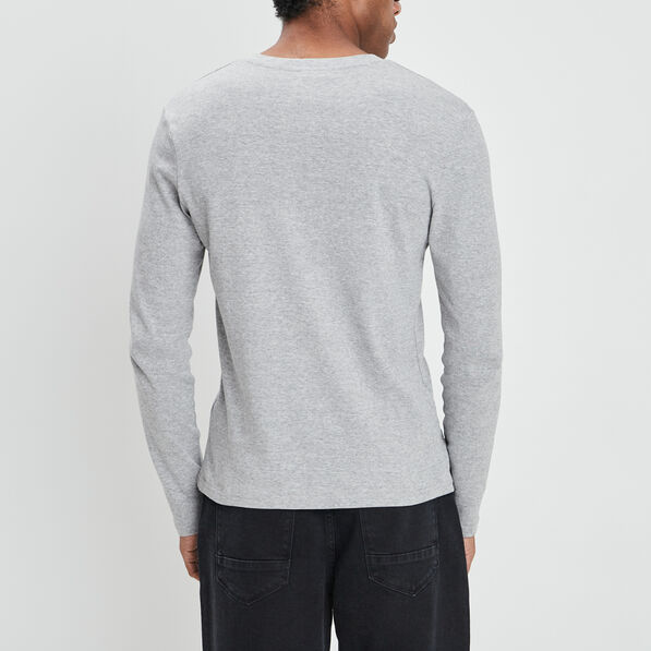 t shirt manches longues col v gris clair homme T-shirt manches longues col V gris clair homme