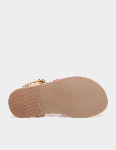 Sandales plates en cuir multicolore fille