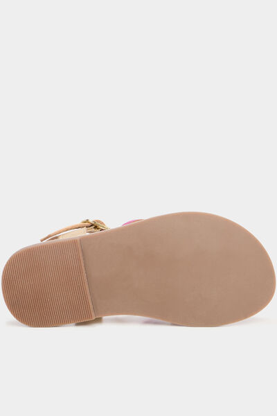 Sandales plates en cuir multicolore fille