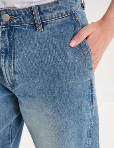 Jean barrel taille haute denim stone femme