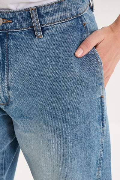 Jean barrel taille haute denim stone femme