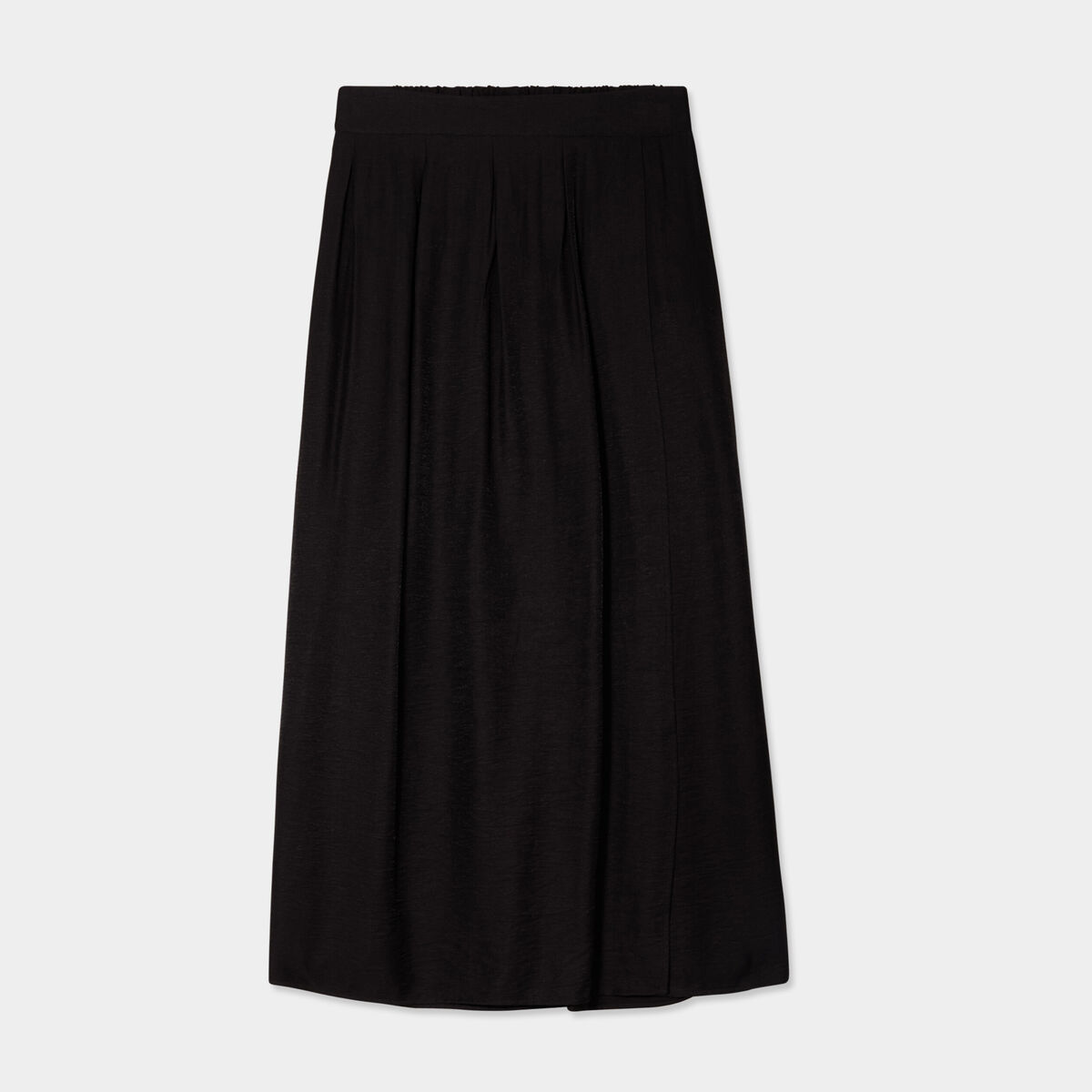 Jupe longue fendue évasée plis creux noir femme
