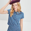 T-shirt cropped jacquard manches courtes bleu femme