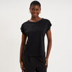 T-shirt col rond manches courtes noir femme