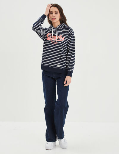 Jeans wide leg taille haute coton denim brut femme
