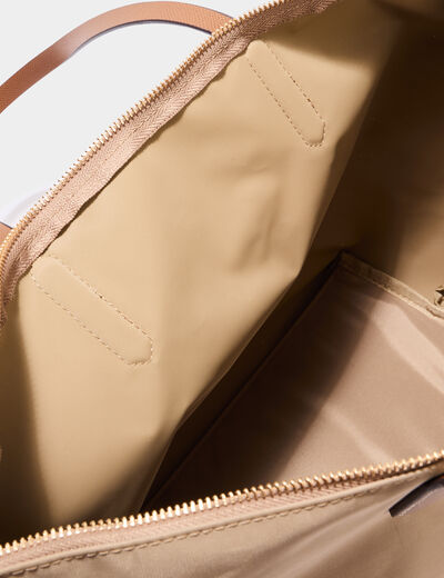 Sac shopper avec bandoulière sable femme