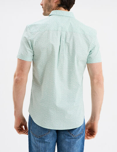 Chemise droite manches courtes coton vert pastel homme