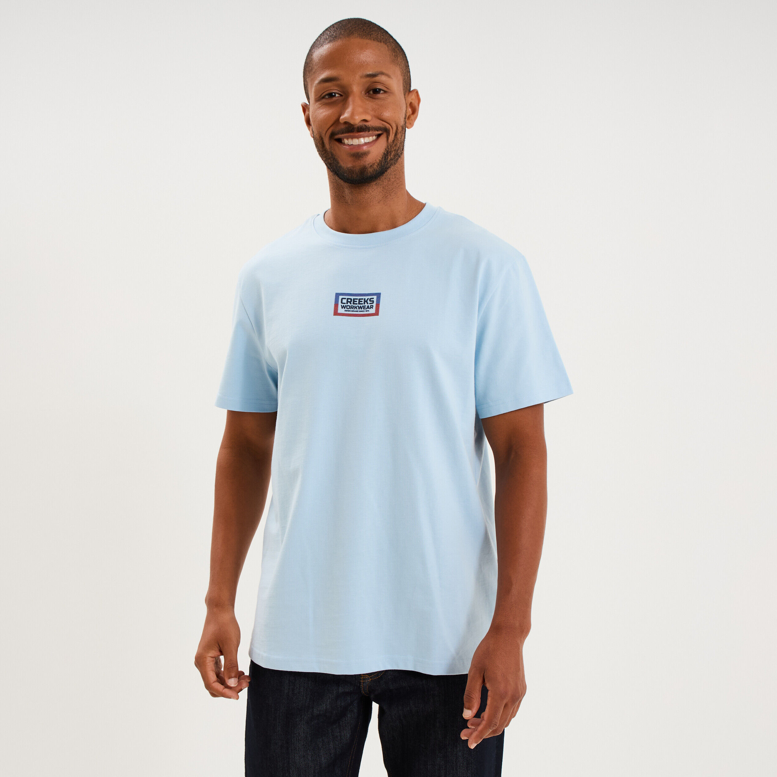 T-shirt droit manches courtes coton bleu clair homme CREEKS