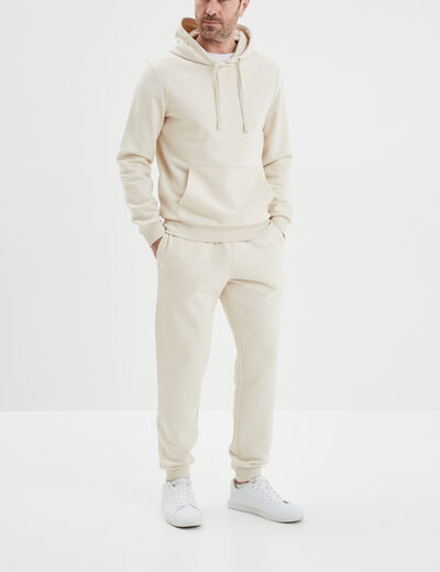 Pantalon jogging droit molleton ecru homme