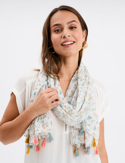 Foulard avec pampilles multicolore femme