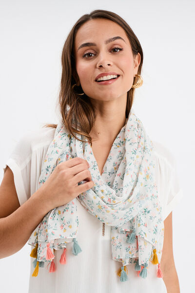 Foulard avec pampilles multicolore femme