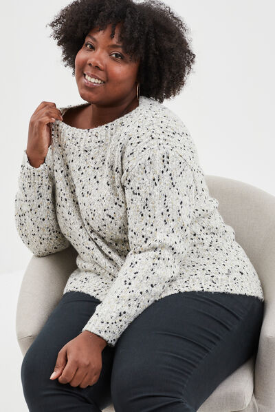 Pull col rond bateau blanc femme grande taille