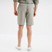 Bermuda chino &agrave; coulisse lin m&eacute;lang&eacute; vert kaki homme